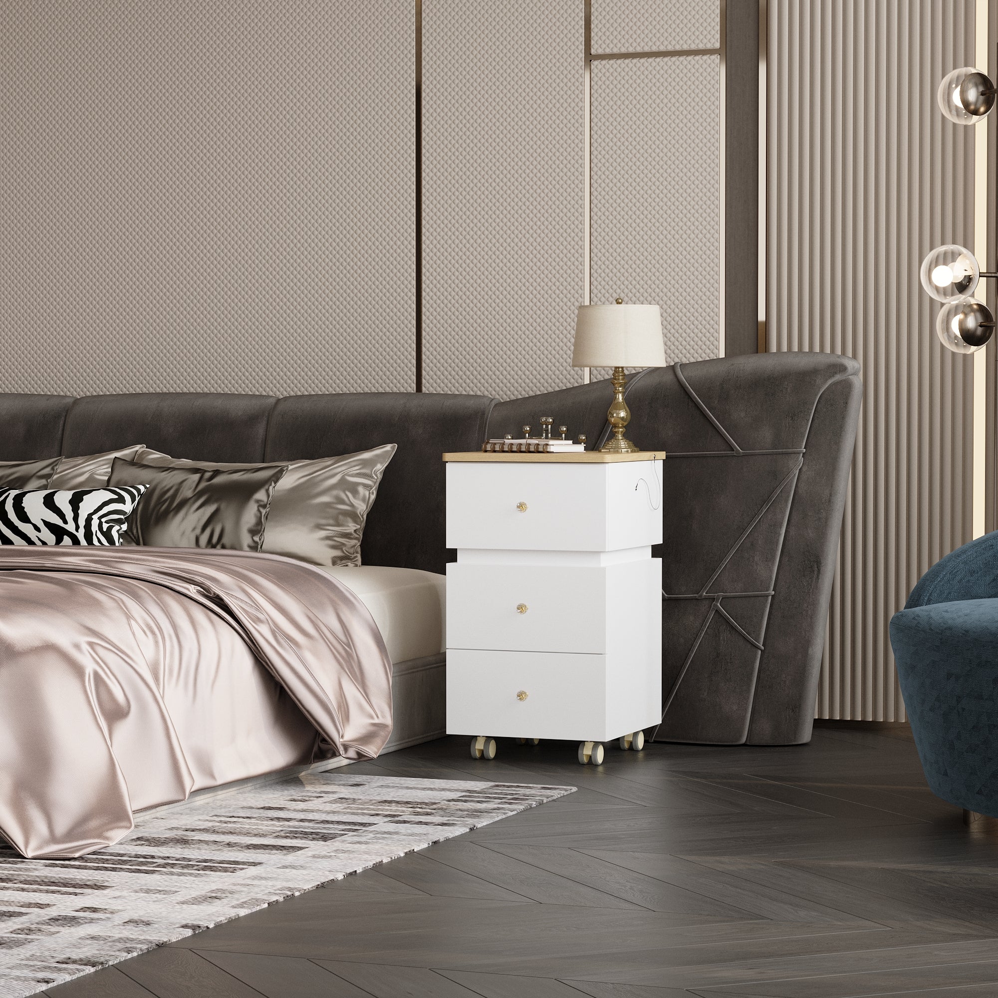 360° Rotating Makeup Vanity Desk with Adjustable Height, Flip-Top Mirror & LED Lighting