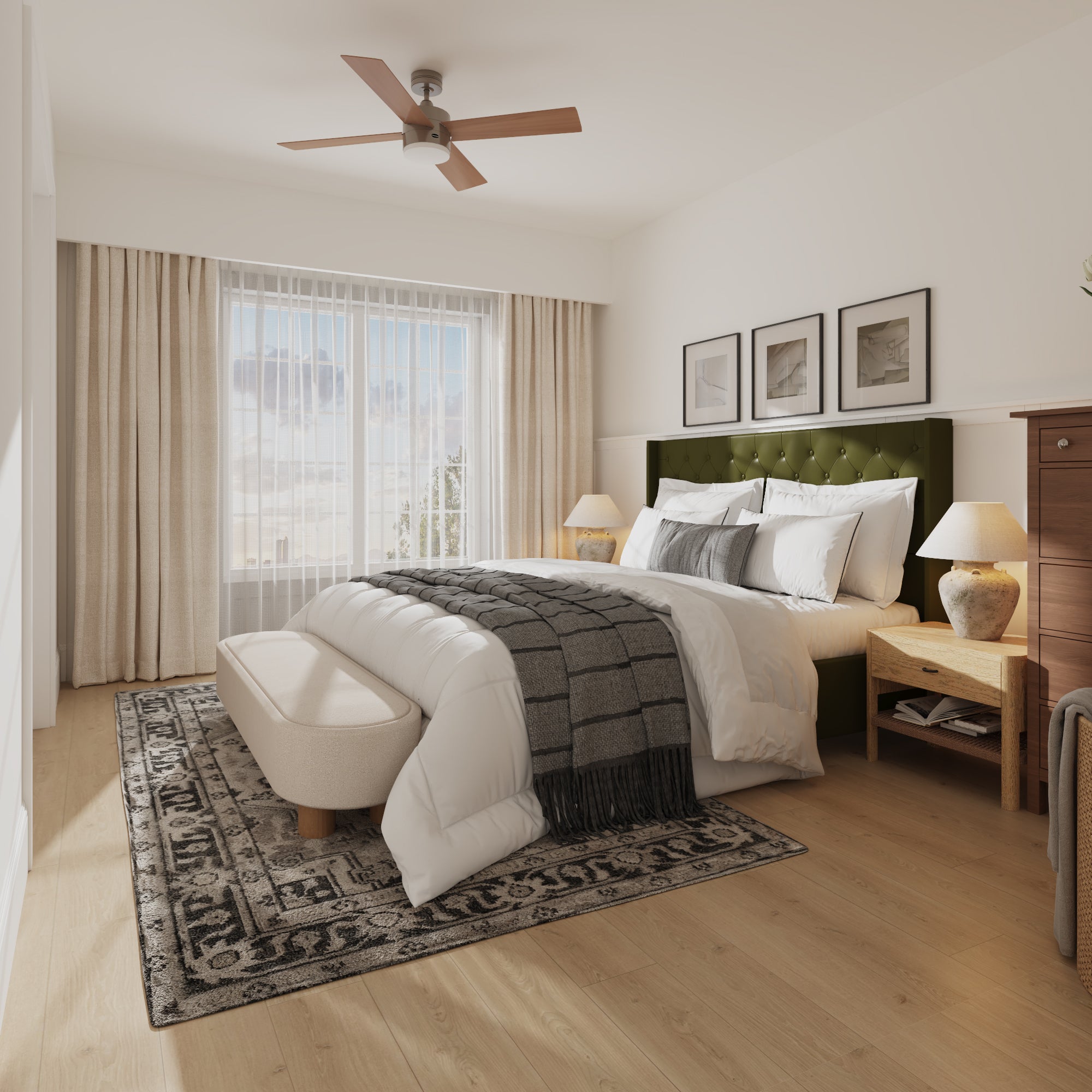 King Size Upholstered Bed With Sturdy Frame