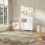 47.2 inch Modern White Changing Table Dresser with 3 Drawers & 2 Storage Cabinets