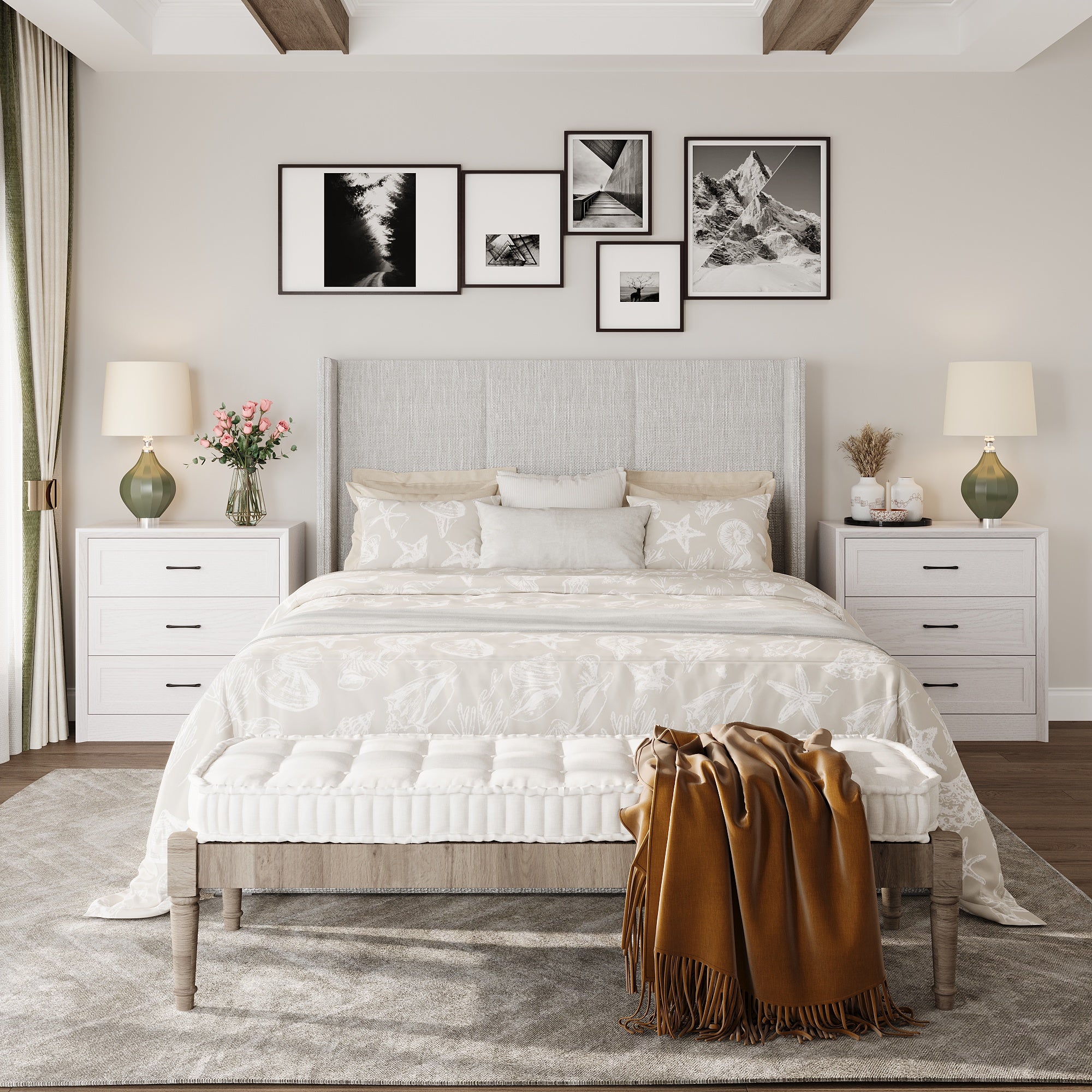 3-Drawer Nightstand With Wood Grain Finish