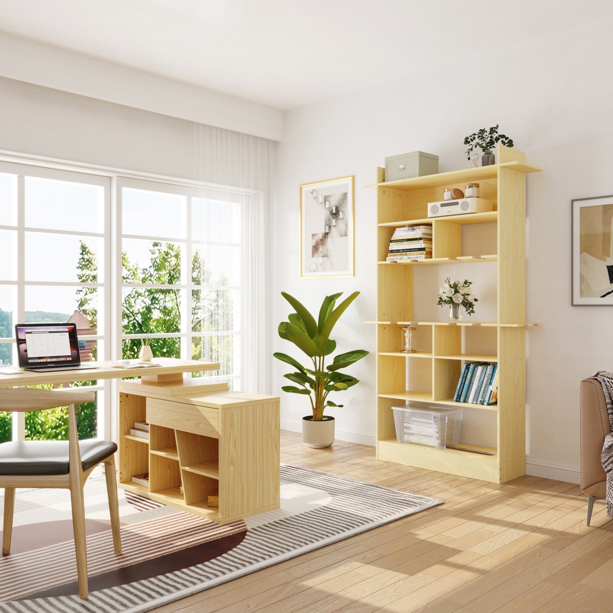 67.7'' H 6-Tier Wood Bookcase