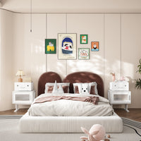18.9" Modern Creative White Nightstand With Robot Shape And 360°Rotation