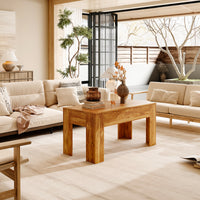 39.4" Traditional Brown Coffee Table with 4 Hidden Compartments