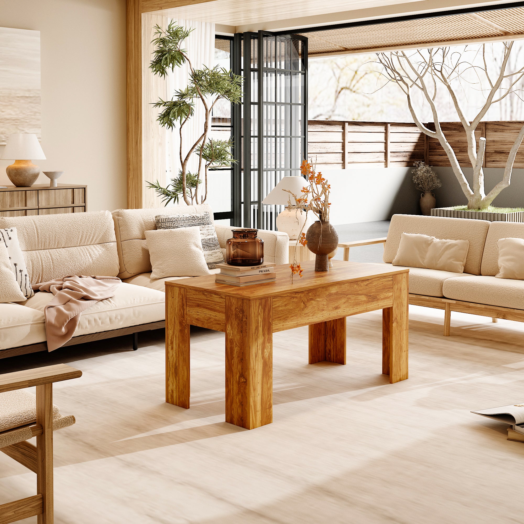 39.4'' W Coffee Table With 4 Hidden Compartments