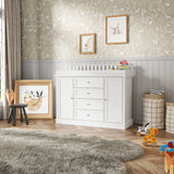 47.2 inch White Changing Table Dresser with 2 Cabinets, 4 Drawers & Removable Changing Top