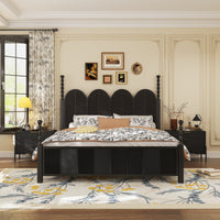 31.5" Modern Black 3-Drawer Nightstand with Metal Legs