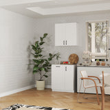 30 inch Modern White Food Pantry with Wall-Mounted Cabinet