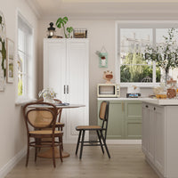 31.5" Modern White Kitchen Pantry with Rotating Food Storage Shelves, Adjustable Shelves, and Door-mounted Racks