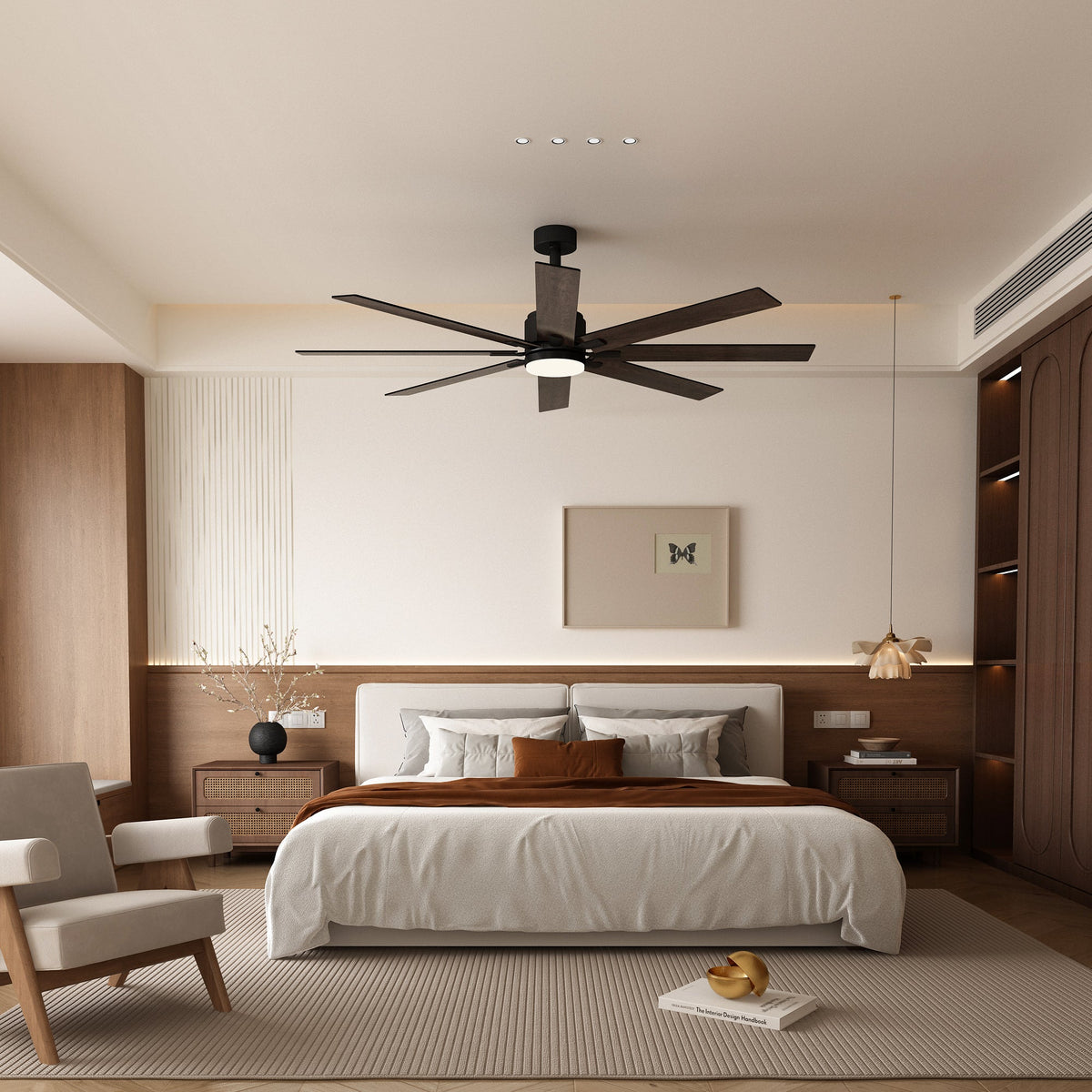 31" Modern Dark Brown Ceiling Fan with Dual-Tone Blades and 3-Color LED Light