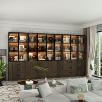 Geyma 141.7" Extra Wide Display Cabinet with 6 Drawers and LED Lights