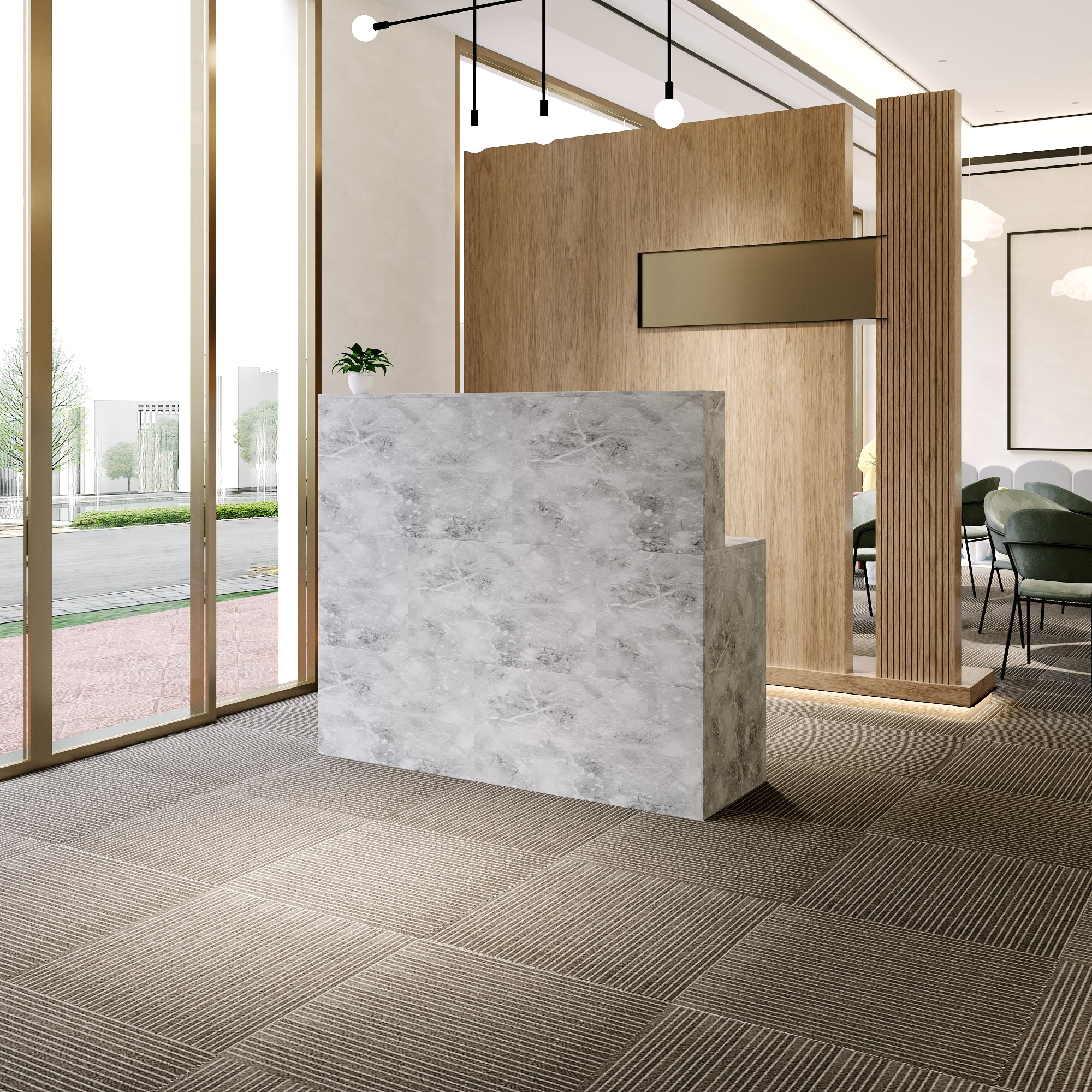 L-Shaped Reception Desk with Large Storage Filing Cabinets