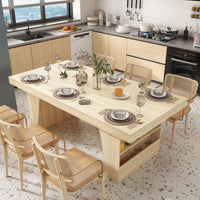 78.7" Modern Wood Dining Table with Storage Shelves