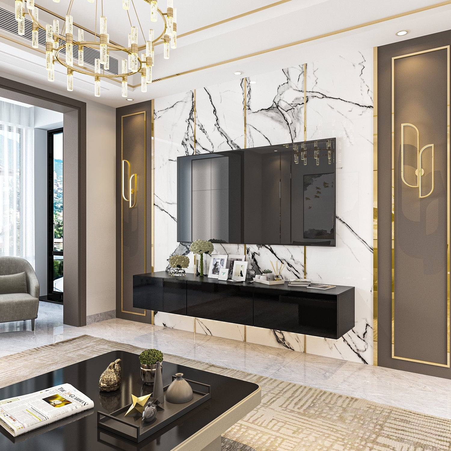 Floating TV Stand Wall Mounted Media Console Entertainment Center