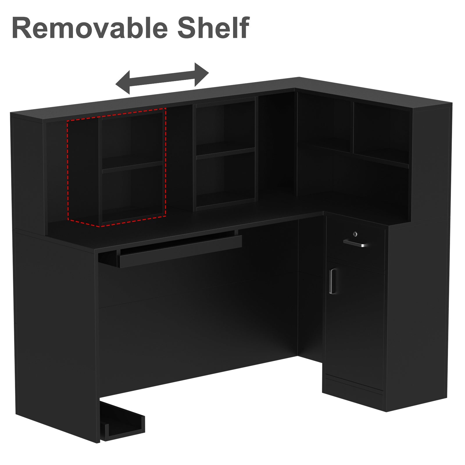 L-Shaped Reception Desk with Large Storage Filing Cabinets