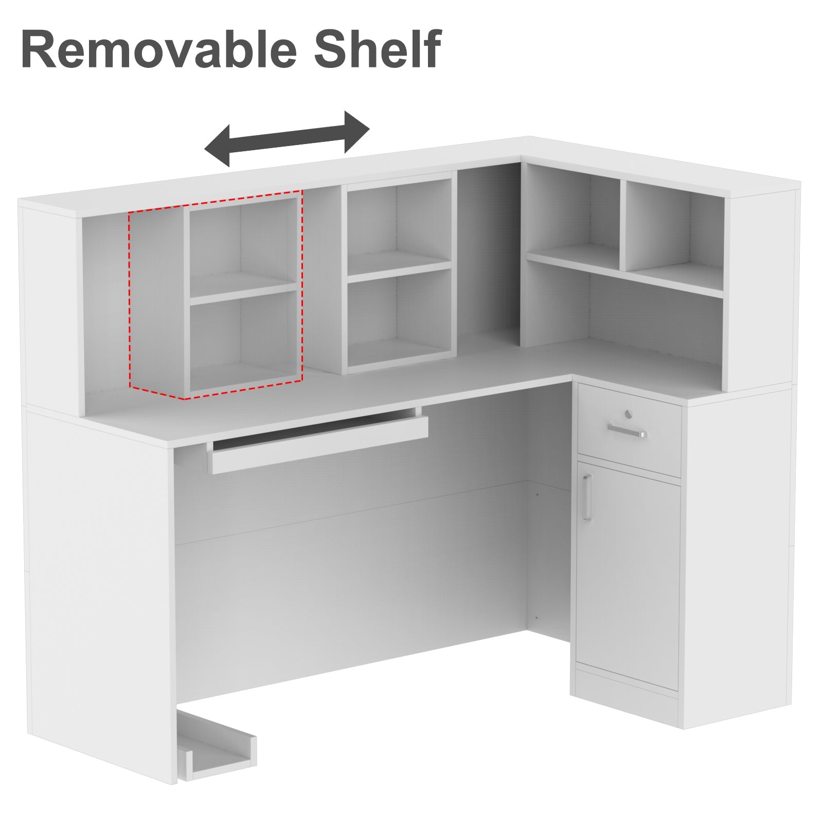 L-Shaped Reception Desk with Large Storage Filing Cabinets
