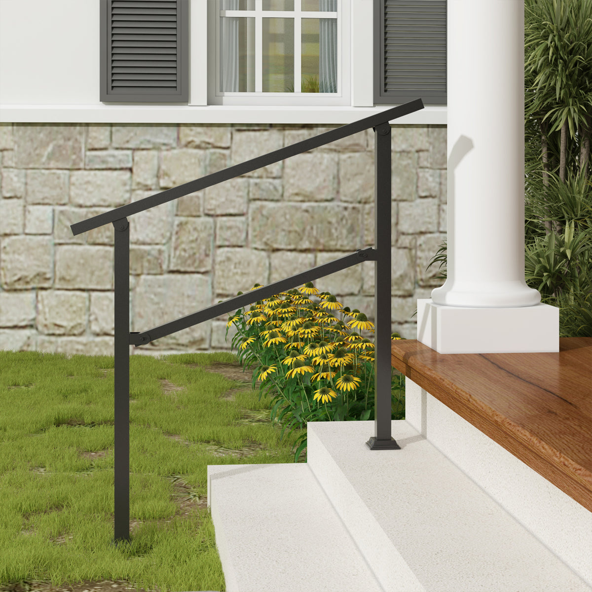 40.4" Minimalist Satin Black Stair Banister with Adjustable Angle