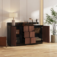 59.1" Modern Brown Sideboard Buffet with Integrated Track Socket & 3 Drawers