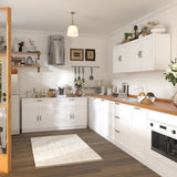 63 inch Modern White Kitchen Pantry Cabinet with 8 Doors, 2 Drawers & Large Central Worktop