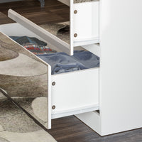 Hylja 31.5" Modern White Full-Length Mirrored Wardrobe with Multiple Drawers and Adjustable Shelving
