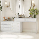 95 inches Modern Glam White Dresser and Vanity With Lights And Versatile Storage