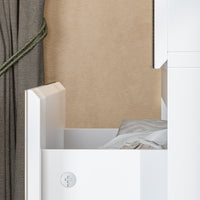 Hylja 31.5" Modern White Full-Length Mirrored Wardrobe with Multiple Drawers and Adjustable Shelving