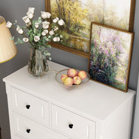 31.5" Modern Minimalist White Wooden 6-Drawer Tall Dresser Chest for Home Storage
