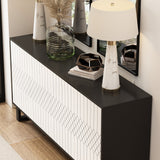 63" Modern Minimalist White 4-Door Storage Cabinet for Living Room and Entryway
