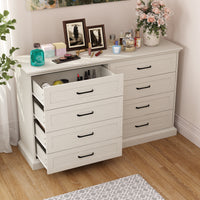 54.6" Rustic Wood Dresser with 8 Drawers