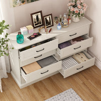 54.6" Rustic Wood Dresser with 8 Drawers