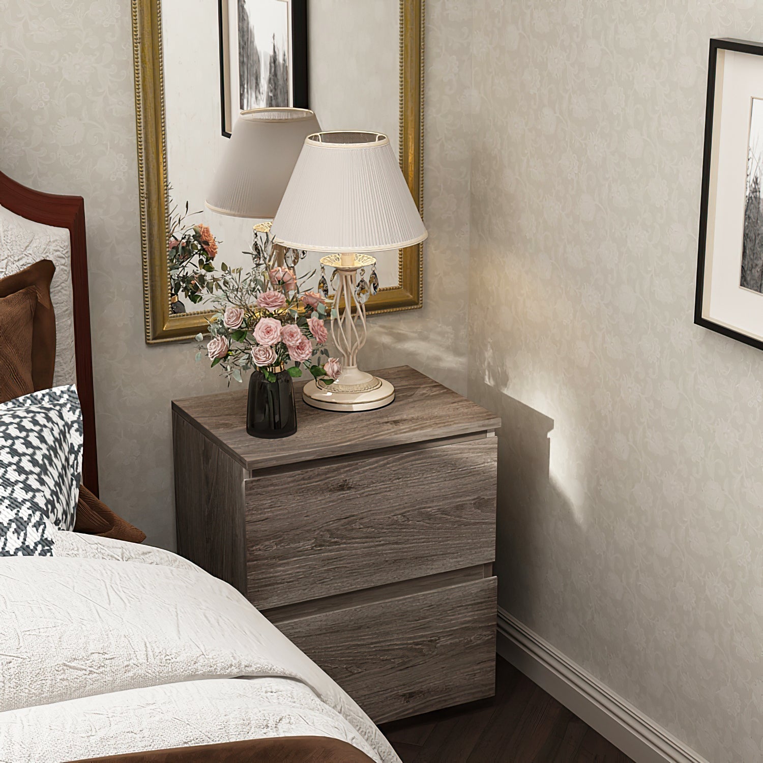 2-Drawer Chest Dresser Sideboard Night Table in Bedroom