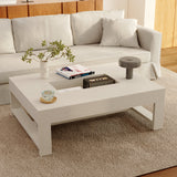 47.2 inches Modern Minimalist White Coffee Table With Groove Design