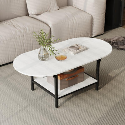 47.2" Modern White Coffee Table with Folding Design