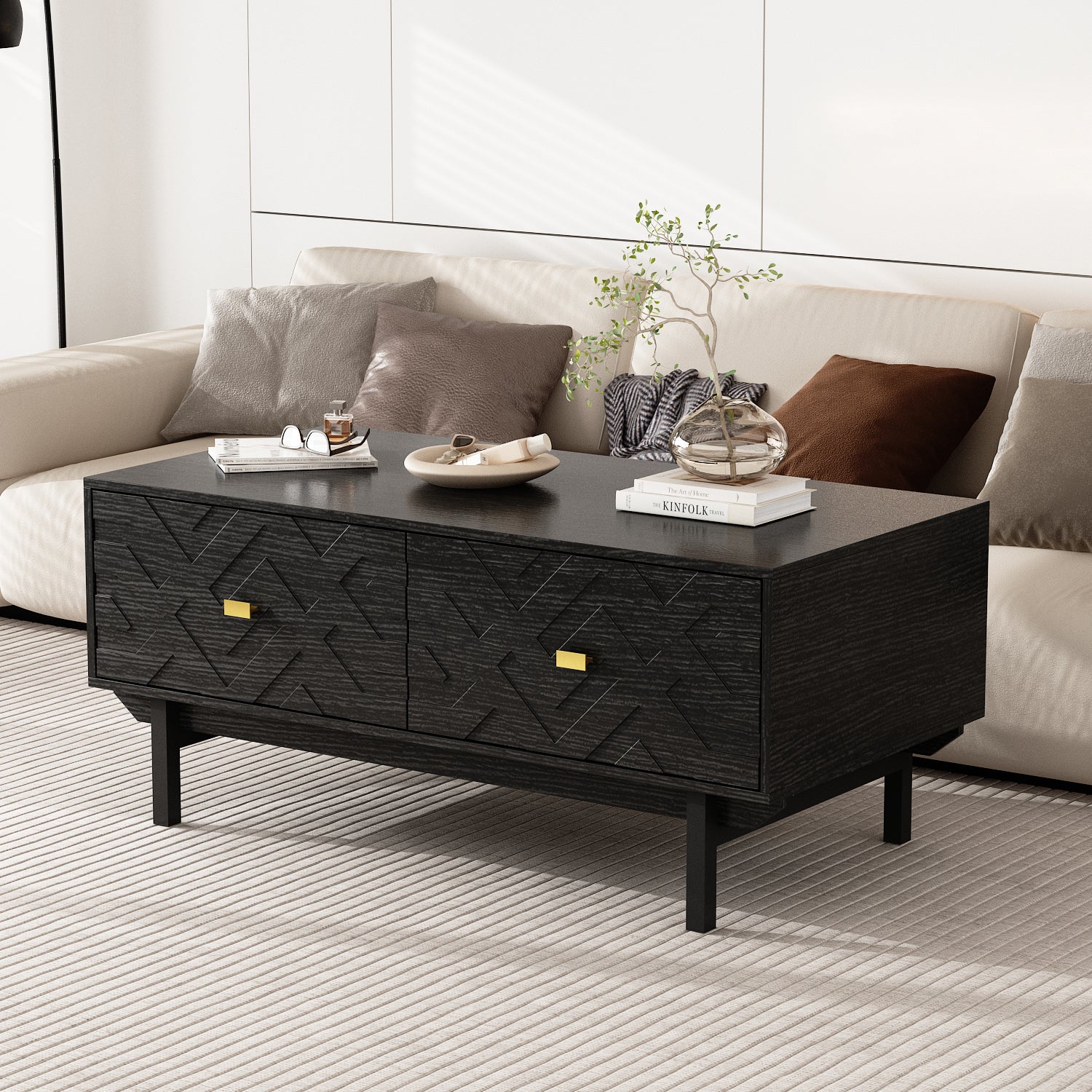47.2'' W Coffee Table With 4-Drawer