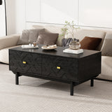 47.2 inch Modern Black Coffee Table with 4 Drawers