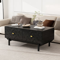 47.2" Modern Black Coffee Table with 4 Drawers