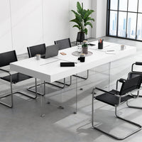 78.7" Modern Minimalist White Writing Desk With Glass Base