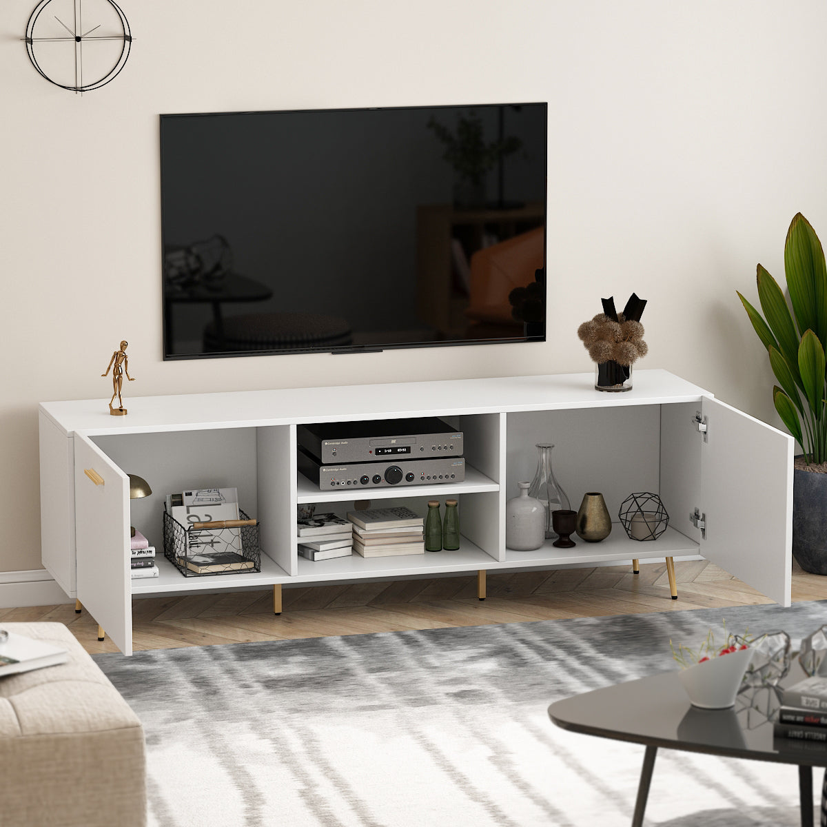 Morden TV Stand Storage Media Console Entertainment Center with Storage