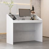 47.2 inches Modern White Rectangular Reception Desk With Open Shelves