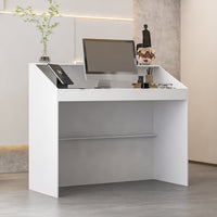 47.2" Modern White Rectangular Reception Desk With Open Shelves