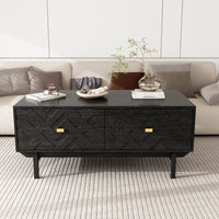 47.2" Modern Black Coffee Table with 4 Drawers