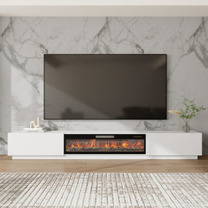 109 inch Modern White/Black TV Stand with 23