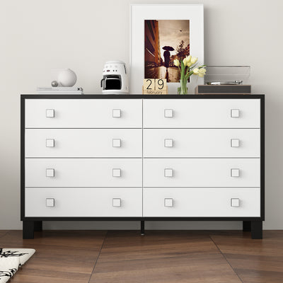 47.2" Modern White 8-Drawer Storage Cabinet with Square Handles