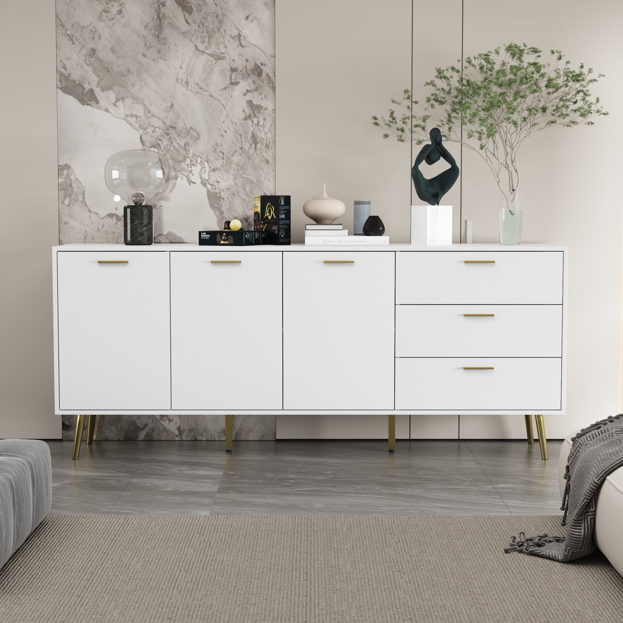 70.9"W Sideboard With 3 Door 3 Drawer