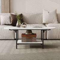 47.2" Modern White Coffee Table with Folding Design