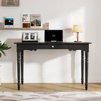 47.2" Modern Black Rectangle Writing Desk with Drawer and Alien Shaped Design