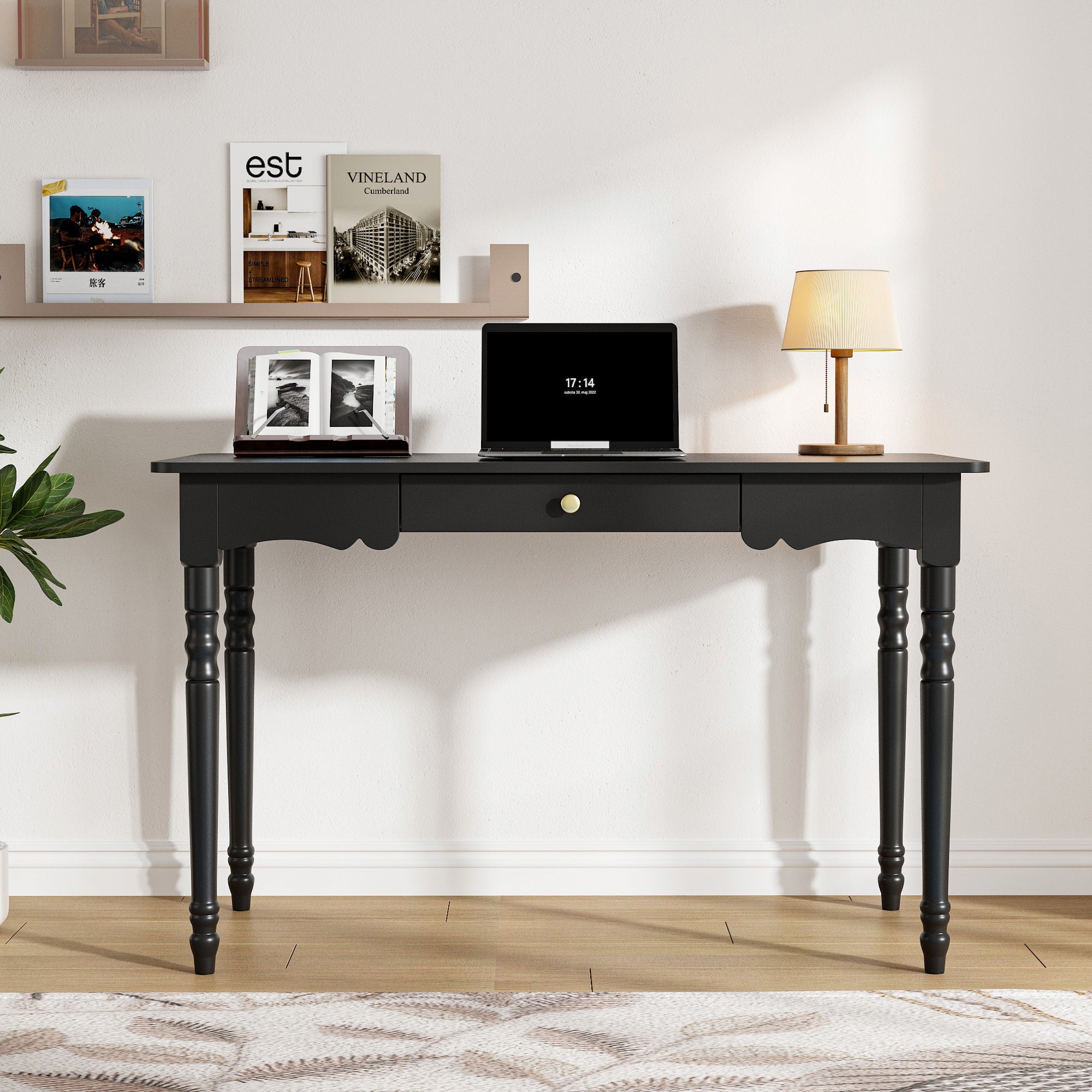 47.2'' W Rectangle Writing Desk With Drawer And Alien Shaped Design