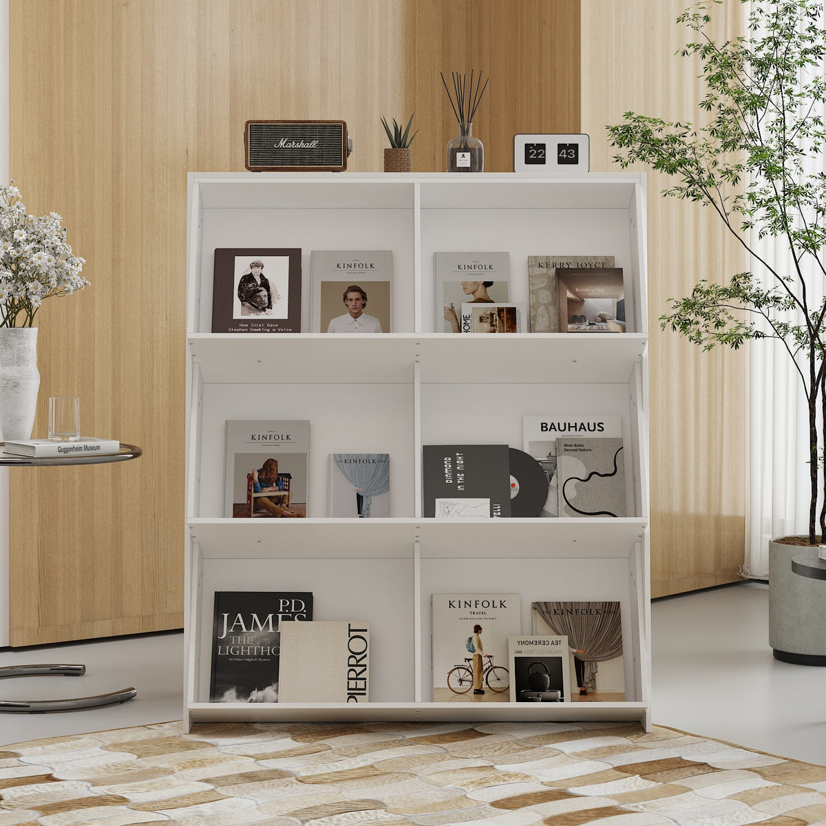 39.4" Modern White Display Bookcase with Open Shelves