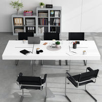78.7" Modern Minimalist White Writing Desk With Glass Base