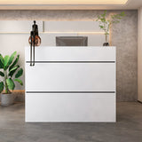 47.2 inches Modern White Rectangular Reception Desk With Open Shelves