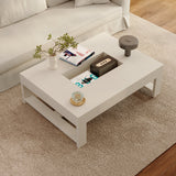 47.2 inches Modern Minimalist White Coffee Table With Groove Design